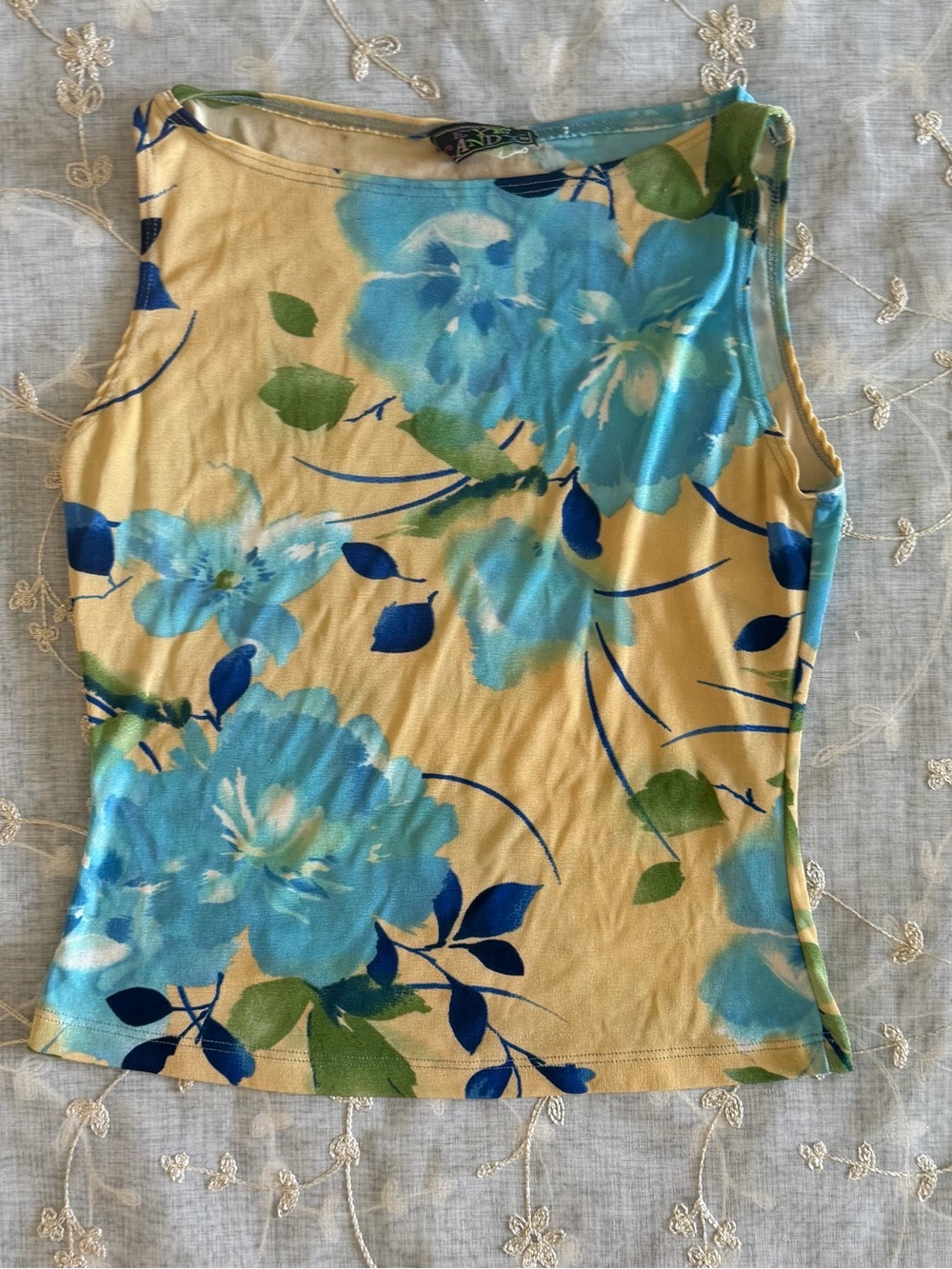 eye candy Blue and Aqua Floral Tank Top